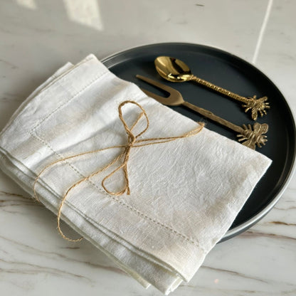 White Hemstitched Linen Napkin - Set of 4