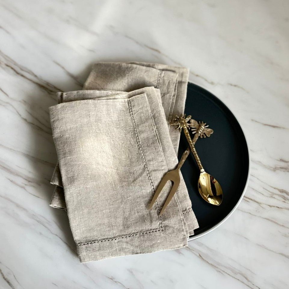 Stone Hemstitched Linen Napkin - Set of 4