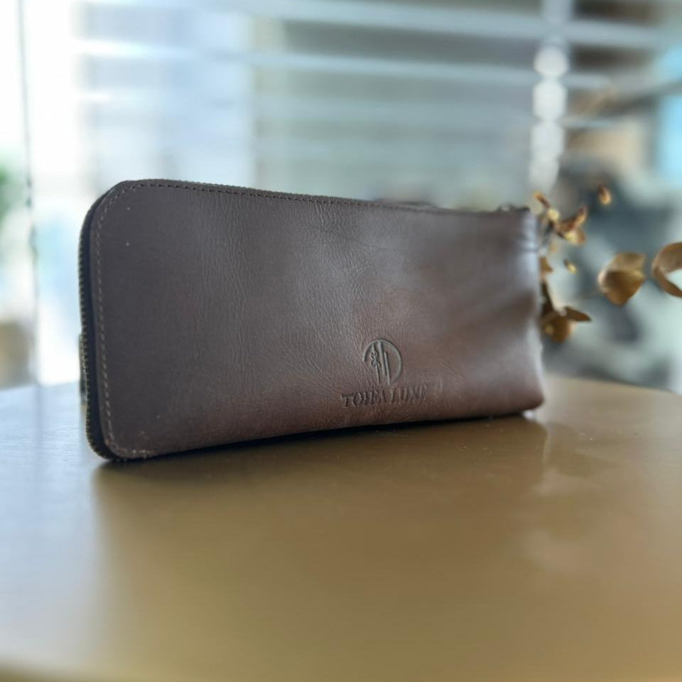 Personalized Engraving Premium Leather Desk Gift Set of 3 - Brown