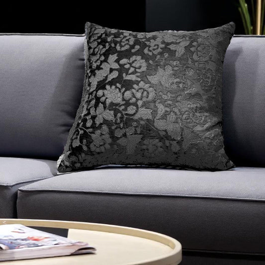 Charcoal Patch Work Velvet Cushion – 45 x 45 cm