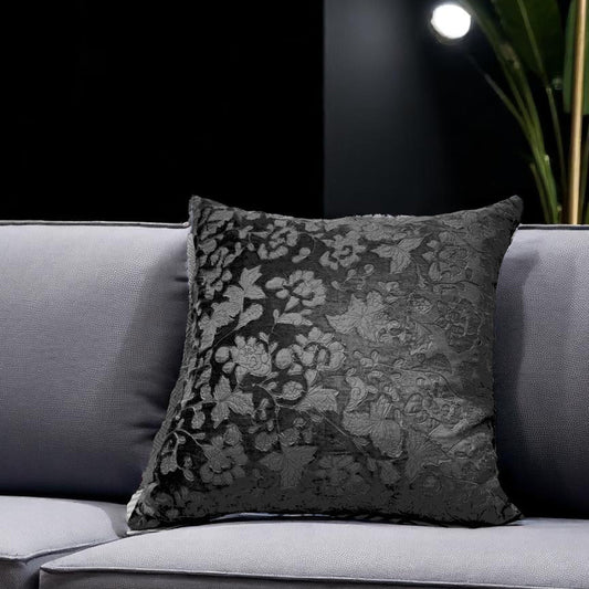 Charcoal Patch Work Velvet Cushion – 45 x 45 cm