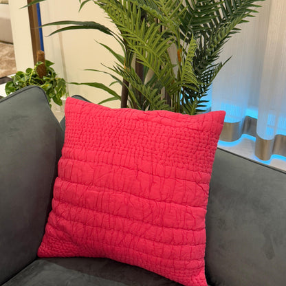 Pink Hand-Quilted Cotton Cushion – 45 x 45 cm