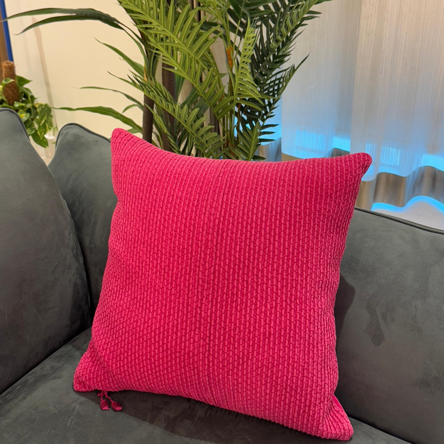 Pink Hand-Pleated Velvet Cushion – 45 x 45 cm
