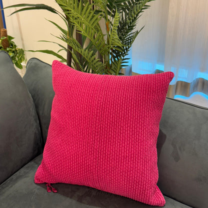 Pink Hand-Pleated Velvet Cushion – 45 x 45 cm