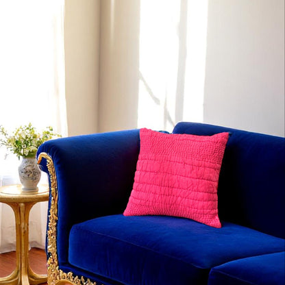 Pink Hand-Quilted Cotton Cushion – 45 x 45 cm