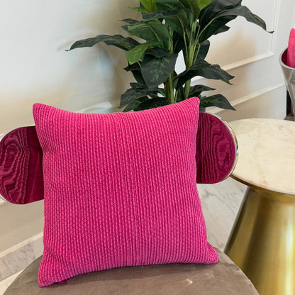 Pink Hand-Pleated Velvet Cushion – 45 x 45 cm