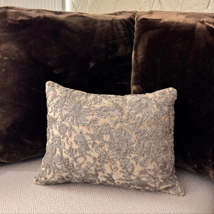 Mysaara Hand-Embroidered Silk Velvet Cushion – 30 x 40 cm