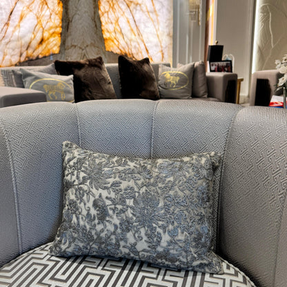 Mysaara Hand-Embroidered Silk Velvet Cushion – 30 x 40 cm