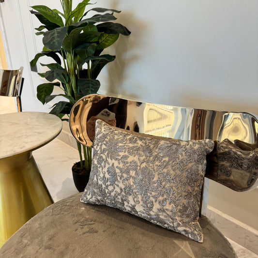 Mysaara Hand-Embroidered Silk Velvet Cushion – 30 x 40 cm