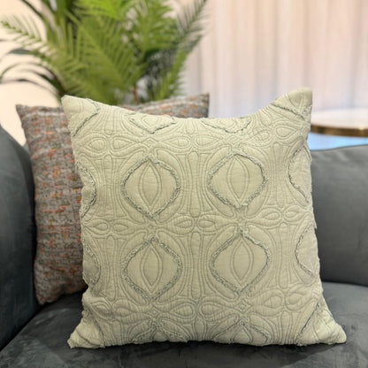 Sage Green Quilted Cotton Cushion – 45 x 45 cm