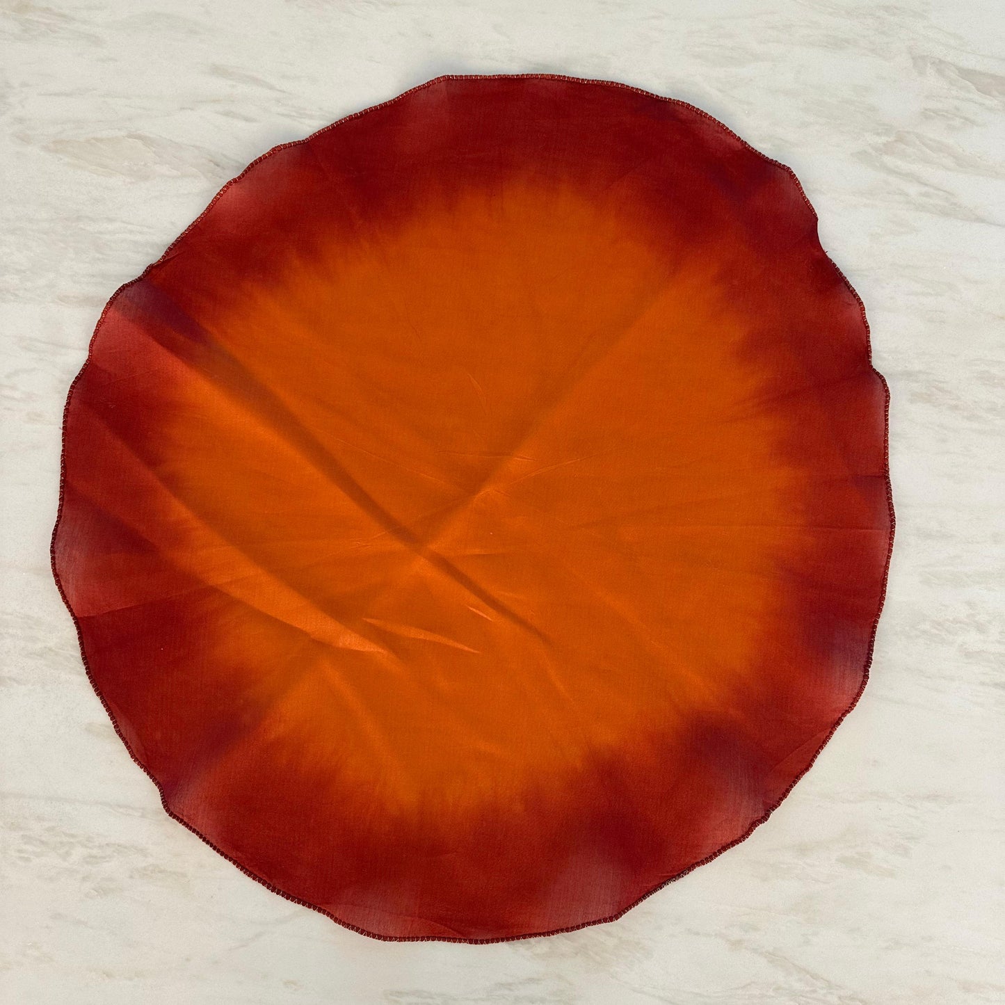 Rust to Maroon Ombre Napkin Set with Handcrafted Floral Ties – Set of 6 (50 cm Diameter)
