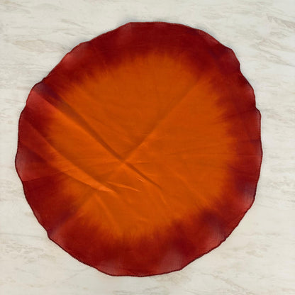 Rust to Maroon Ombre Napkin Set with Handcrafted Floral Ties – Set of 6 (50 cm Diameter)