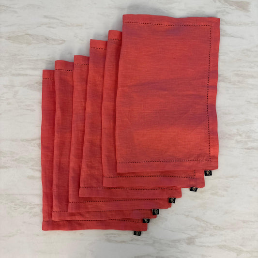 Pink Linen Embroidered Placemats – Set of 6 (35 x 50 cm)