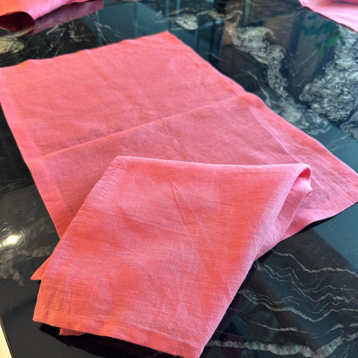 Pink Handwoven Linen Table Napkin & Placemat Set – Set of 12