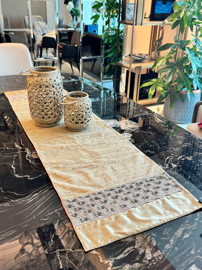 Handcrafted Silk-Jute Panelled Table Runner – 40 x 150 cm