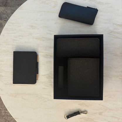 Personalized Engraving Premium Leather Desk Gift Set of 3 - Black