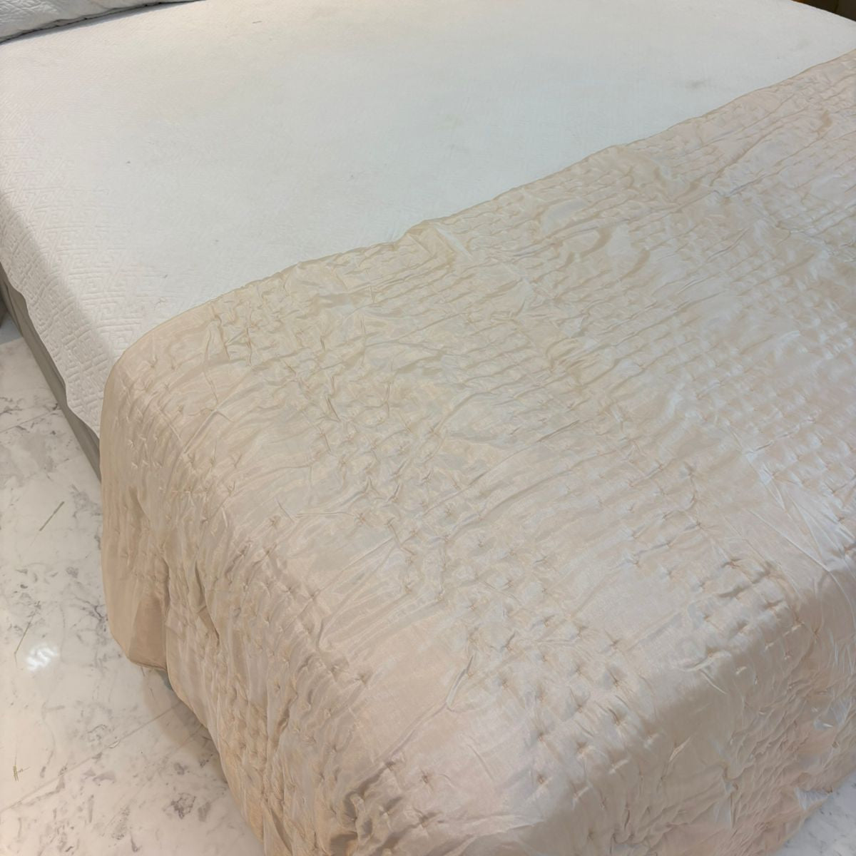 Cream Silk Quilted Bed Throw – 210 x 240 cm