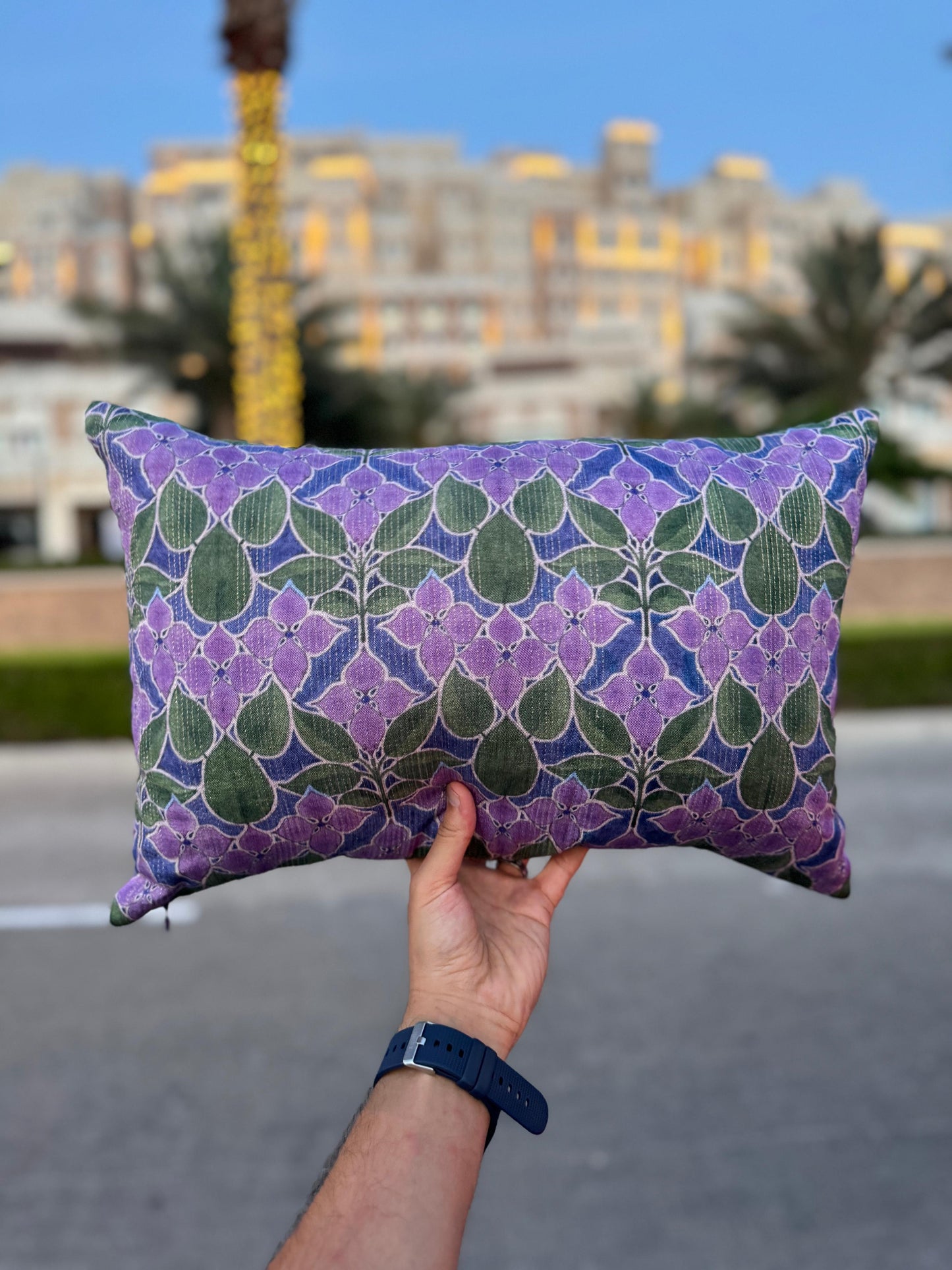 Bloom – Purple Floral Silk Cushion | 30 x 50 cm