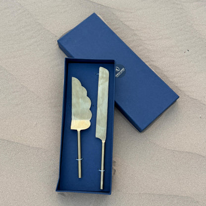 Brass Cake Knife and Server - Set of 2