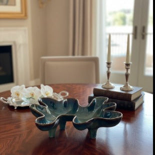 Verdant Glaze Ceramic Centerpiece Tray – Oversized Decorative Serveware