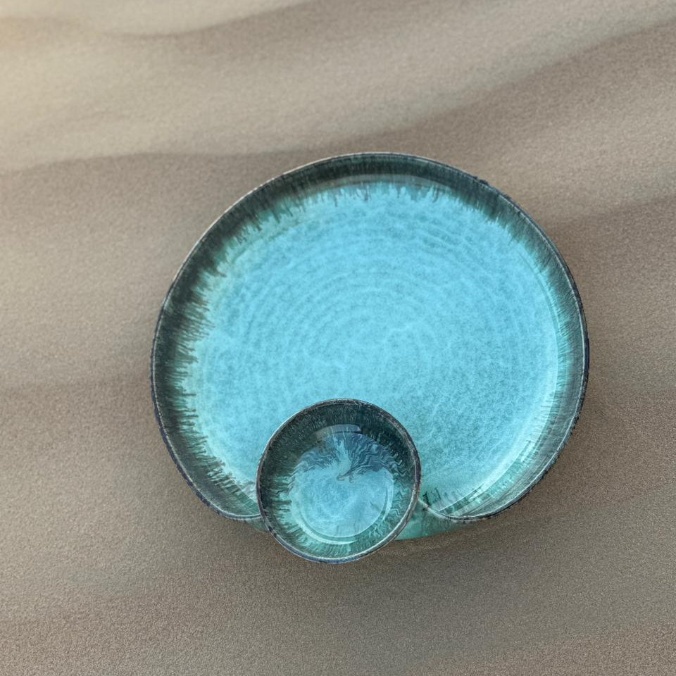 Nahla Handmade Chip & Dip Platter – Big – Light Green