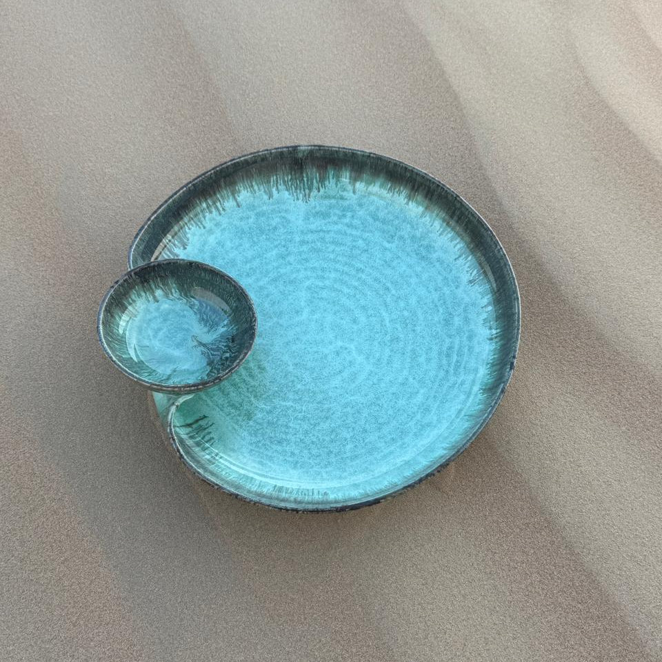 Nahla Handmade Chip & Dip Platter – Big – Light Green