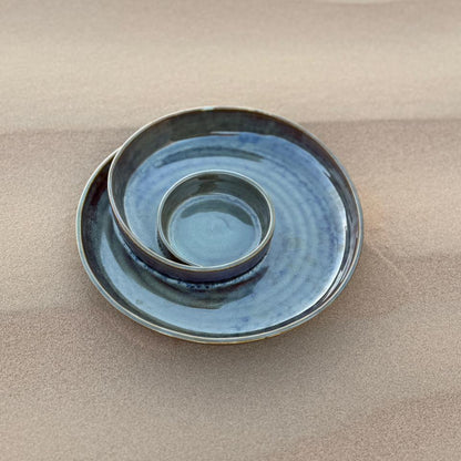 Halaqah Green Platter – Handcrafted Spiral Chip & Dip Serveware