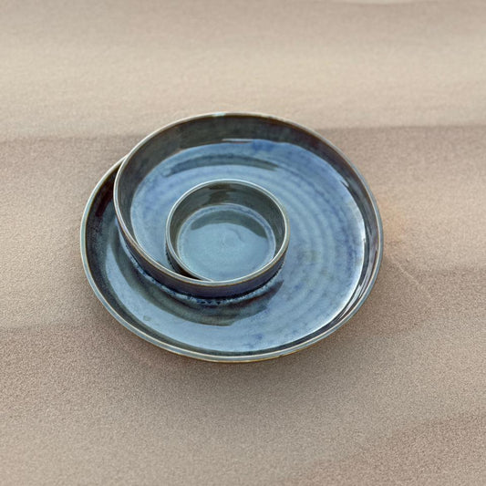 Halaqah Green Platter – Handcrafted Spiral Chip & Dip Serveware