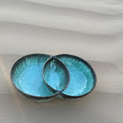 Elysian Trio – Artisan Double Chip & Dip Ceramic Serving Bowl