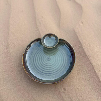 Qamar Handmade Chip & Dip Platter – Big – Oilive Green