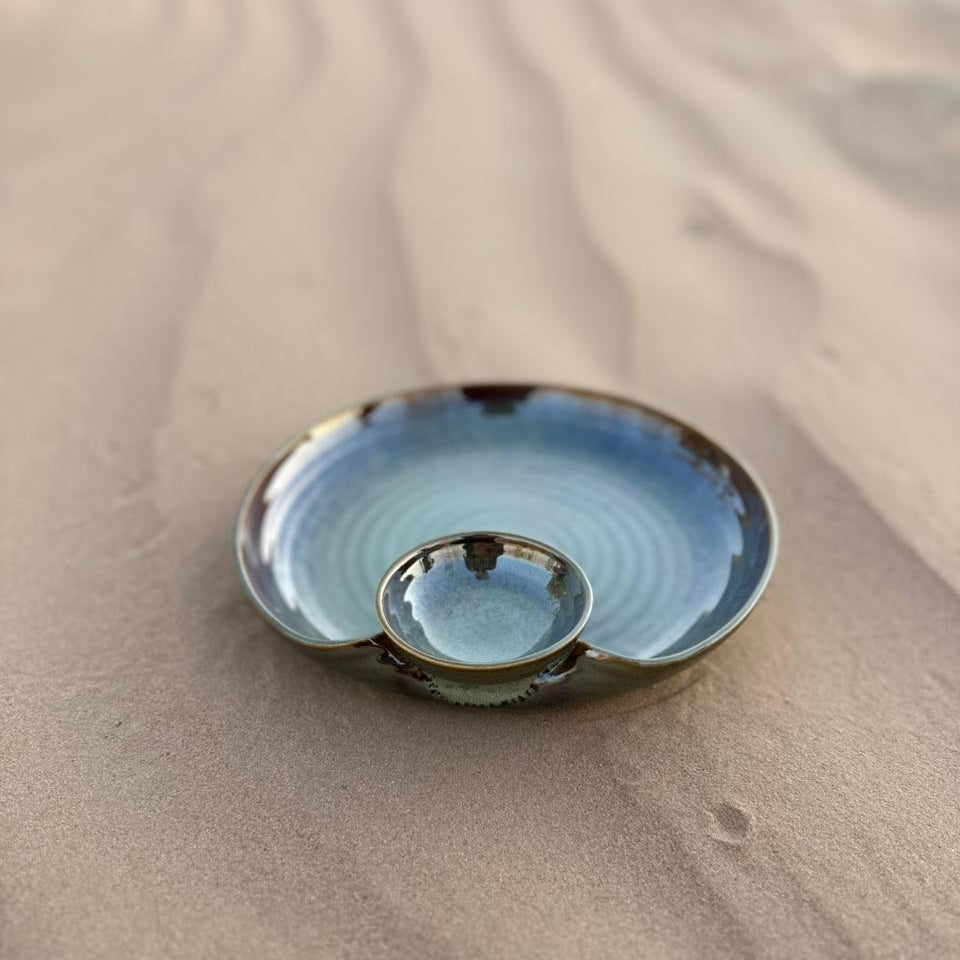 Qamar Handmade Chip & Dip Platter – Big – Oilive Green