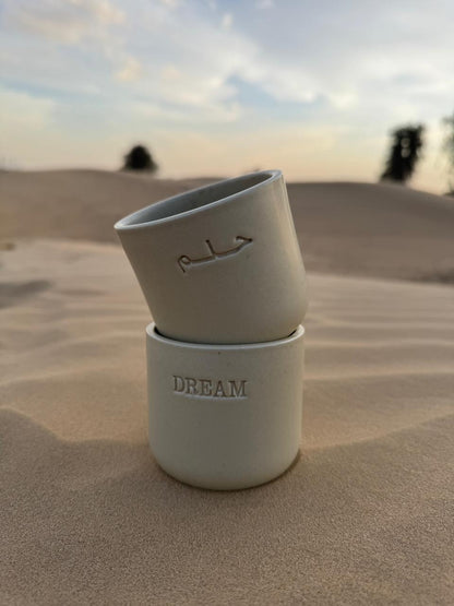 Dream Engraved Single Ceramic Cup -Large- Desert Color