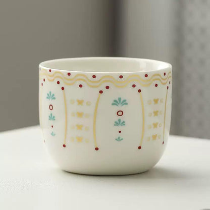 Zahra Ceramic Cup - Set of 2– Colorful Arabic Print - in Gift Box