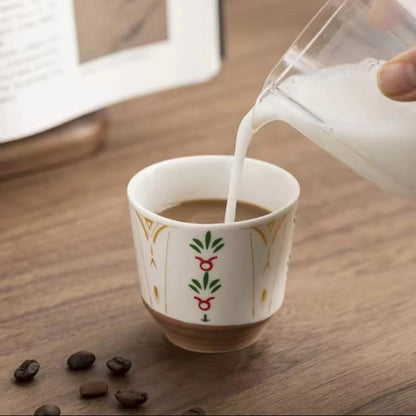 Heena Ceramic Cup - Set of 2– Colorful Arabic Print - in Gift Box