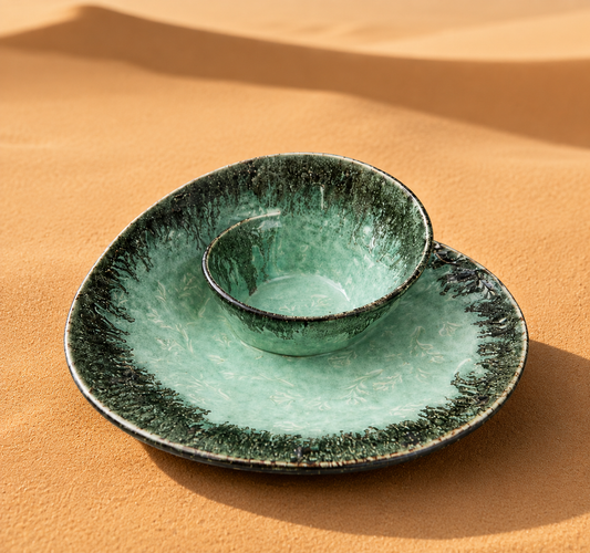 Sage Whirl – Handmade Ceramic Chip & Dip Bowl - Large