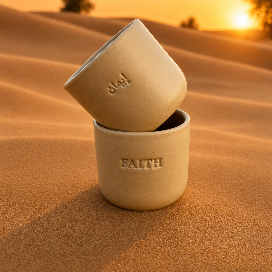 Faith Engraved Single Ceramic Cup -Large- Desert Color
