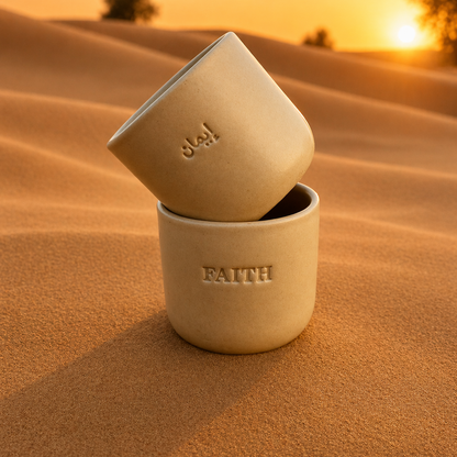 Faith Engraved Single Ceramic Cup -Large- Desert Color