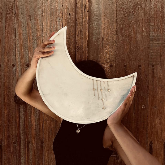 Crescent Marble Serving Platter | Luxury Hand-Carved Marble Decor