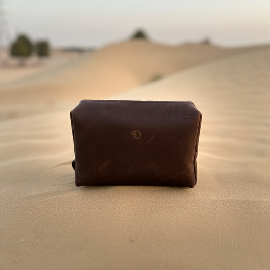 Brown Voyage Leather Travel Pouch