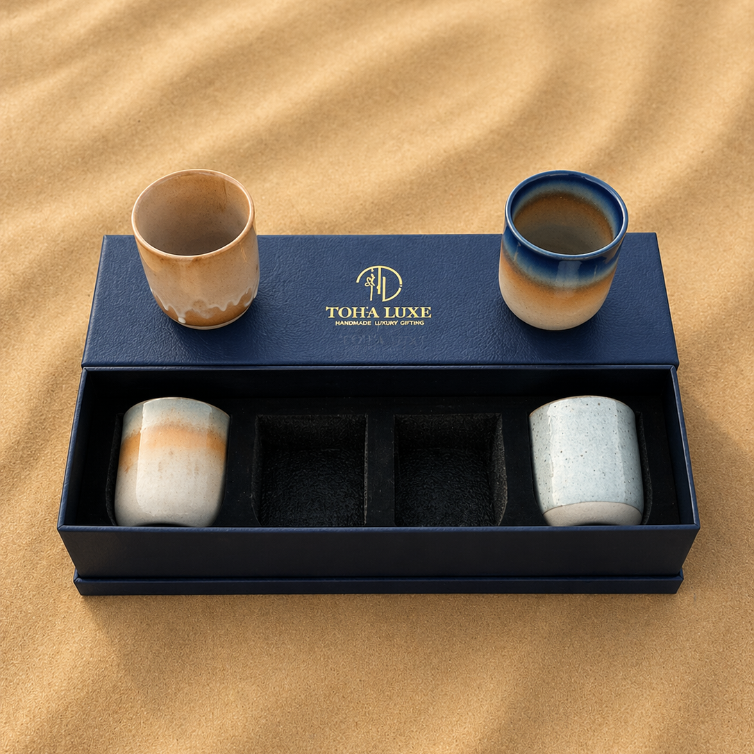 Safa Artisan Ceramic Cup Gift Set of 4 — Earthy Elegance for Meaningful Gatherings