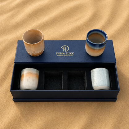 Safa Artisan Ceramic Cup Gift Set of 4 — Earthy Elegance for Meaningful Gatherings