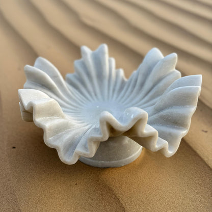 Eira Carved Marble Decorative Centerpiece with Base