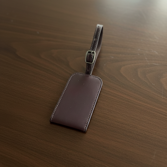 Brown Voyage Leather Luggage Tag