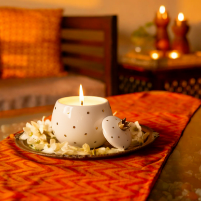 Lidded Annar Ivory Soy Wax Candle - Single