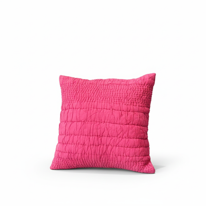 Pink Hand-Quilted Cotton Cushion – 45 x 45 cm