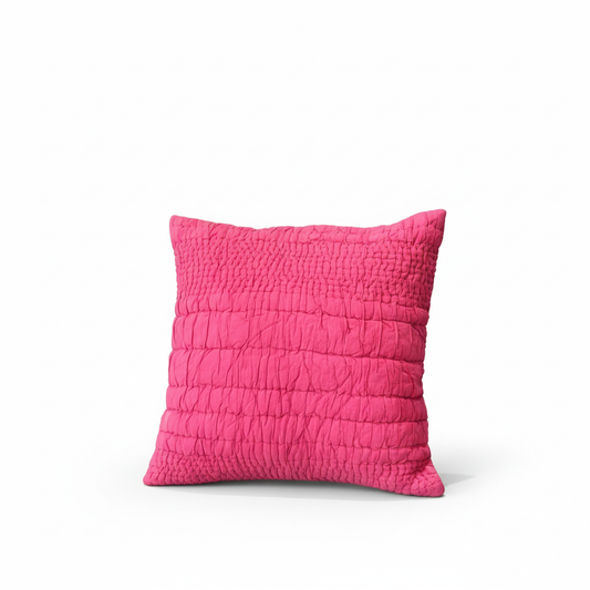 Pink Hand-Quilted Cotton Cushion – 45 x 45 cm