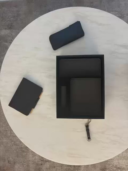 Premium Leather Desk Gift Set of 3 - Black