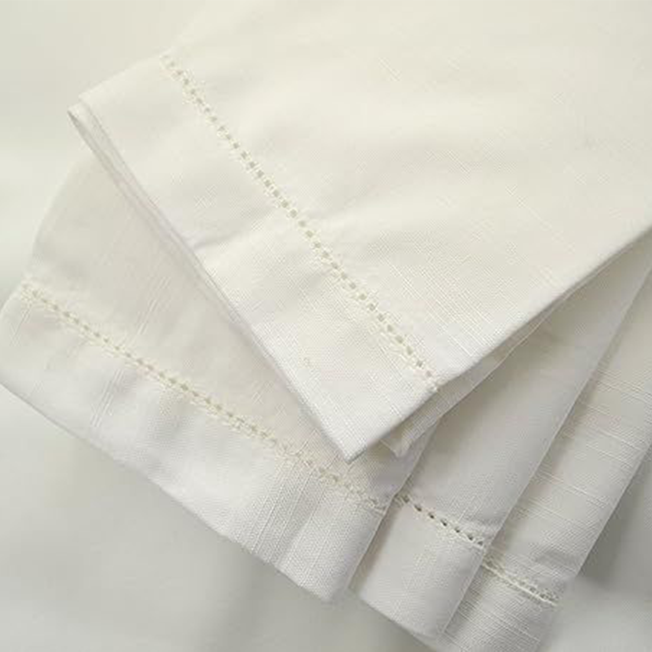 White Hemstitched Linen Napkin - Set of 4