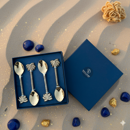 Palm Brass Dessert Spoon Set of 4